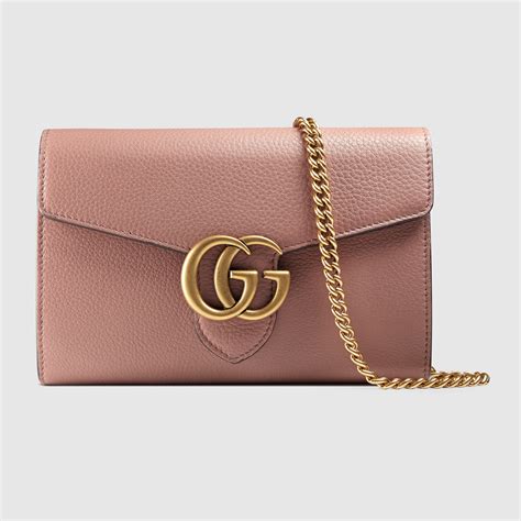 gucci petite marmont wallet on chain beige|Gucci Marmont leather mini chain bag.